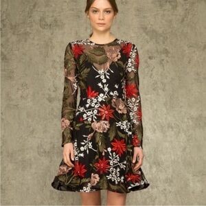 Bronx And Banco Bonita Sequin Embroidered Mesh Floral Dress Size Small, US 4